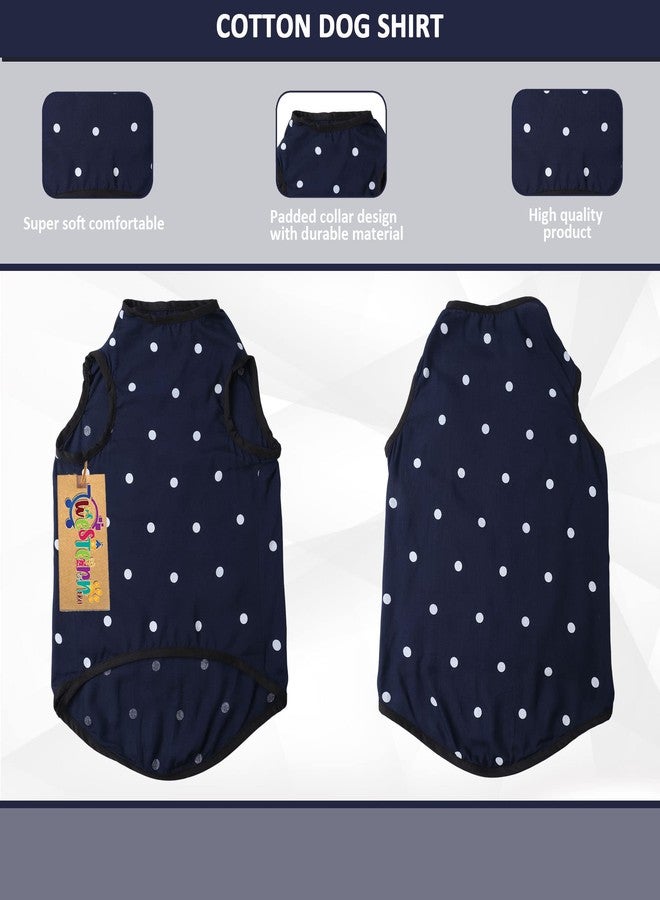 Western Era Funky Soft Cotton Dog T-Shirt, Comfortable Dog Clothing, Sleeveless Vest Puppy Outfit, Apparel (Small - 14inches, Polka Blue) - Image 3